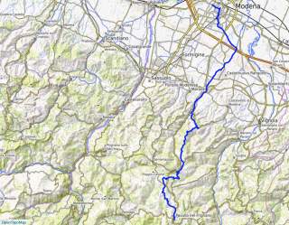 Kartenansicht der 1. Etappe der Via Vandelli.