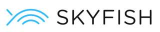 Logo von Skyfish mit stilisiertem blauen Fischsymbol links und dem Schriftzug „SKYFISH“ rechts.